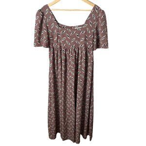 Kemi Telford African Print‎ Babydoll Maxi Dress Red S Cottagecore Peasant Boho